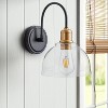 Industrial Wall Light with Clear Glass Shade, Black and Gold Farmhouse Vanity Light Fixture - 3 of 4