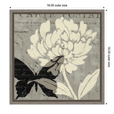 Amanti Art Natural Prints I (floral butterfly) by Daphne Brissonnet Canvas Wall Art Print Framed 16-in. x 16-in.