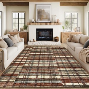 Modern Striped Machine Washable Runner Rug Soft Throw Carpet Stain Resistant Carpet with Non-Slip Backing - 1 of 4