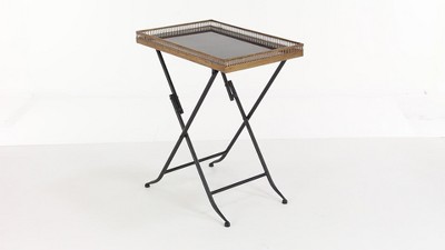 Elegant Gold Metal and Stone Rectangular Accent Table