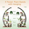 2 Pcs 5-Tier Indoor Plant Stand, Half Moon Metal Plant Shelf Flower Pot Rack, Multi-Purpose Curved Display Holder with Hanging for Home Balcony Brown - 3 of 4