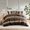 2 Piece Luxe Microsuede, Pieced Design Color Block Stripes Bedding Comforter Sets, Winter Soft Brushed Microfiber Reverse, Matching Sham - 3 of 4