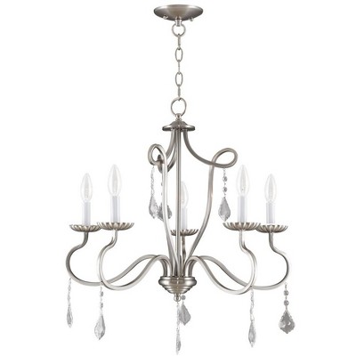 Elegant 5-Light Brushed Nickel Chandelier with Crystal Accents