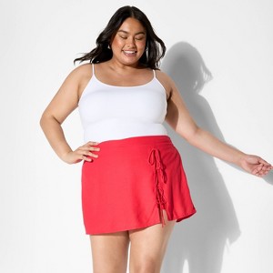 Women's Linen Side-Tie Wrap Skort - Wild Fable™ - 1 of 3