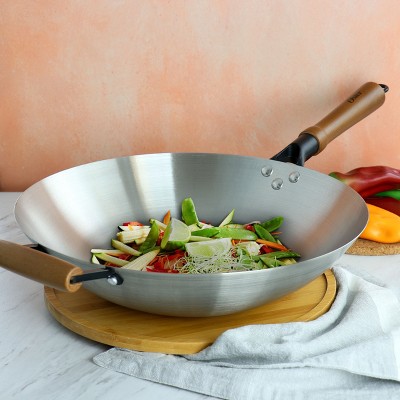Oster Sangerfield 14in Stainless Steel Wok with Wooden Handles