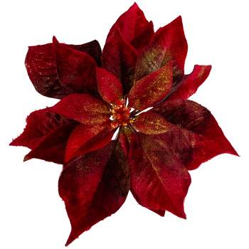 Northlight 9" Red Artificial Poinsettia Clip-On Christmas Ornament