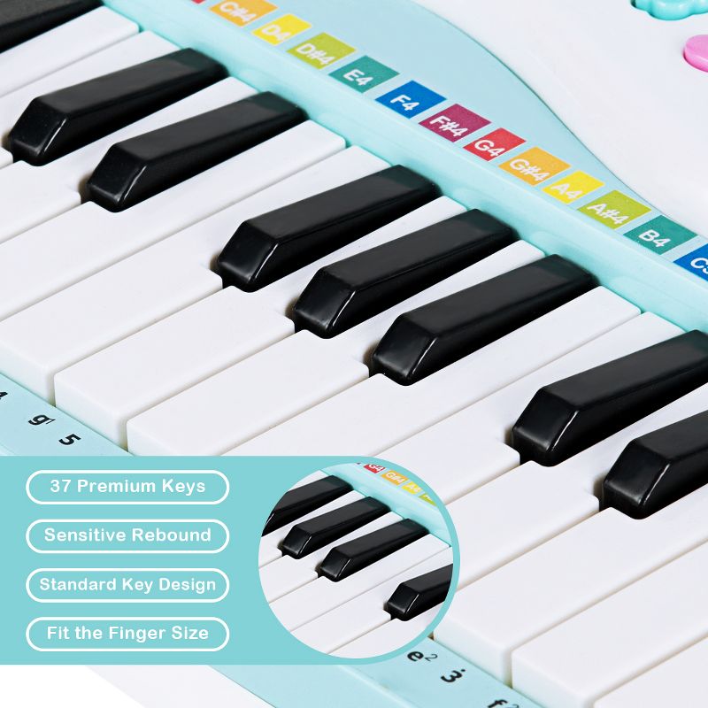 Costway Z-Shaped Kids Toy Keyboard Piano 37-Key Electronic Organ Light w/Microphone, 5 of 11