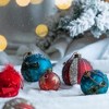 TopComfy Decorative Object Glass Christmas Ball Ornaments Set of 4 for Holiday Tree Decor, Red, 4.7"*4.7"*4.7" - 3 of 4