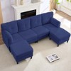 Mjkone Corduroy U-Shape Modular Convertible Sectional Sofa Couch,Upholstered 4-Seater Sofa with Movable Ottoman - 2 of 4