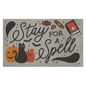Stupell Industries Stay for a Spell Spooky Welcome Printed Outdoor Imitation Sisal Floor Mat, design by Laura Marshall - 1 of 4