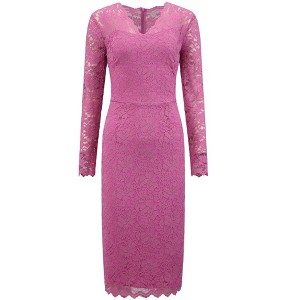 INSPIRE CHIC Women's Floral Lace V Neck Long Sleeve Cocktail Wedding Bodycon Dress - 1 of 4