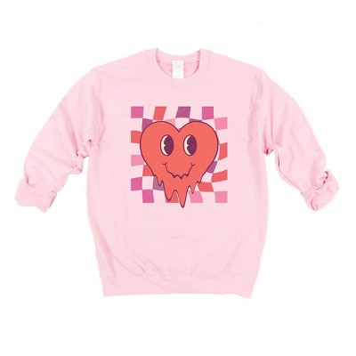Simply Sage Market Women's Graphic Sweatshirt Melting Heart Checkered