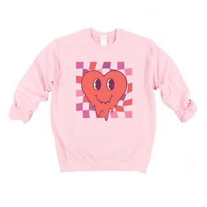 Simply Sage Market Women's Graphic Sweatshirt Melting Heart Checkered - 1 of 3