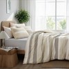 3Pcs Stripe Print Comforter Sets, Contemporary Style Lightweight Fluffy Bedding, Premium Textile Bed Set with Matching Shams - 3 of 4