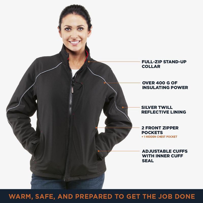RefrigiWear Women's Warm Insulated Softshell Jacket with Thumbhole Cuffs, 4 of 8