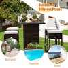 Costway Patio 5PCS Rattan Bar Table Stool Set Hidden Storage Shelf Cushioned - 4 of 4