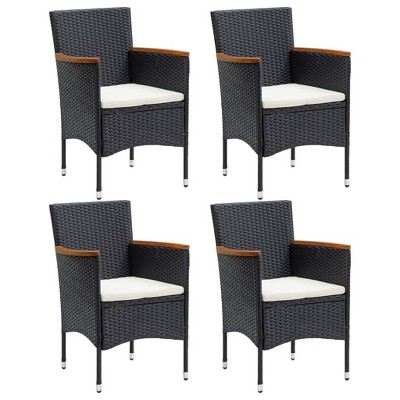VidaXL Patio Dining Chairs 4 pcs Poly Rattan Black