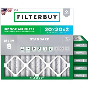 Filterbuy 20x20x2 Air Filter (6-Pack), Pleated MERV 8 Dust Defense Replacement HVAC AC Furnace Filters (Actual Size: 19.50 x 19.50 x 1.75) - 1 of 4