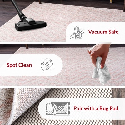 Pink Geometric 5' x 7' Synthetic Easy Care Area Rug