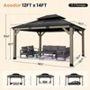 Aoodor Wood Gazebo, Upgrade Cedar Wooden Frame Gazebo with 2-Tier Galvanized Steel Roof and Charging Socket for Patio, Backyard, Deck - 3 of 4