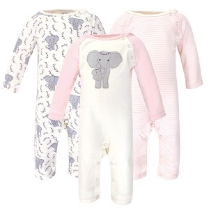 Touched by Nature Baby Girl Organic Cotton Coveralls 2pk, Girl Elephant - 1 of 4