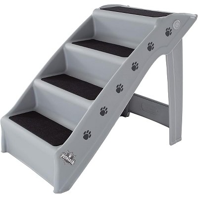 Dog Stairs - Pet Stairs with 4-Step Design for Beds, Couches, Cars - Pet Steps for Puppies, Kittens, and Small Pets by PETMAKER (Gray)