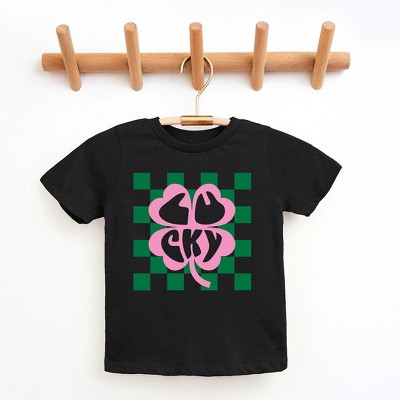 The Juniper Shop Lucky Clover Checkered Toddler Short Sleeve Tee