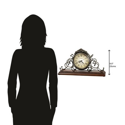 Adelaide Brown Wrought-Iron and Wood Traditional Mantel Clock