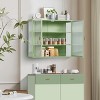Wall Bathroom Cabinet with Double Glass Door, Modern Versatile Wall Cabinets for Kitchen- Storage Kitchen Utensils & Spice-Cans, for Living Room - 2 of 4
