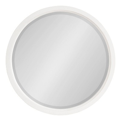 Hogan Distressed White Solid Wood Round Bathroom Vanity Mirror