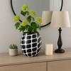 Modern Glass Vase with Abstract Geometric Pattern - Decorative Flower Vase Perfect for Table Centerpiece, Office Accent, or Home Decor - 12", Black - 3 of 4