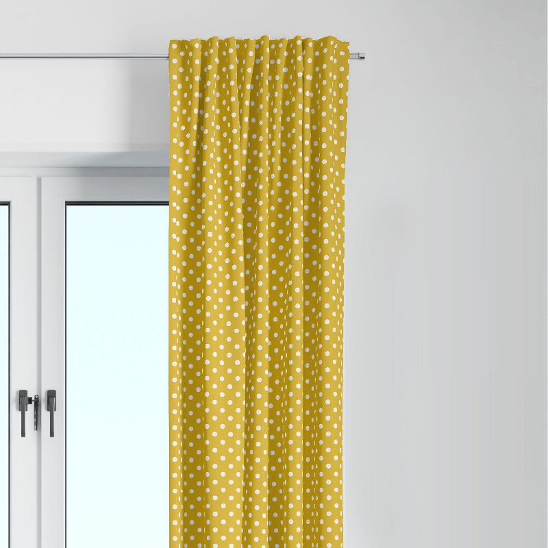 Bacati - Pin Dots Yellow Cotton Printed Single Window Curtain Panel, 1 of 5