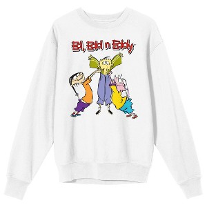 Ed Edd N Eddy Text Logo Crew Neck Long Sleeve White Adult Sweatshirt - 1 of 3