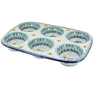 Blue Rose Polish Pottery 811 Ceramika Artystyczna Muffin Pan - 1 of 1