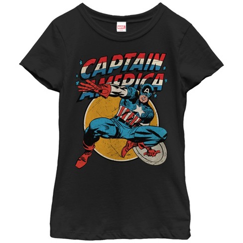 Girl's Marvel Captain America Shield T-shirt - Black - Large : Target