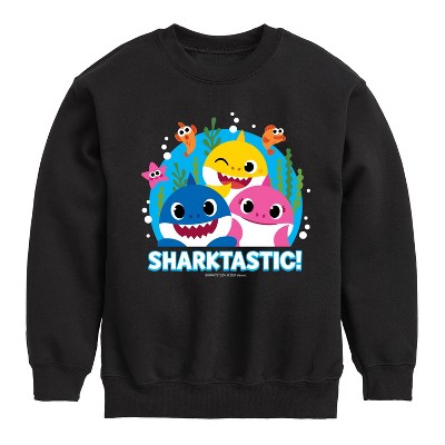 Baby Shark Brandclub Boys Baby Shark Sharktastic Graphic Long Sleeve Fleece Sweatshirt Black Small