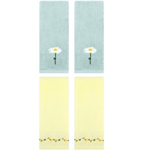 REGALWOVEN 4 Pcs Floral Soft Absorbent Decorative Hand Towel for Bathroom - 1 of 4