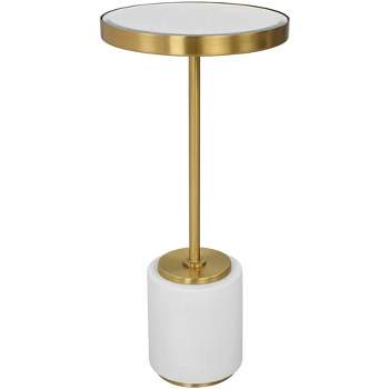 Uttermost Laurier 12"W White Brushed Brass Round Drink Table