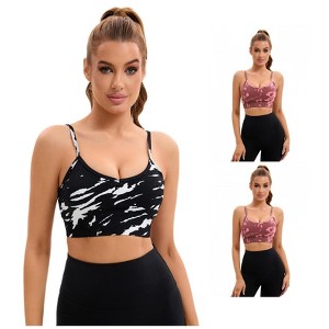 INSPIRE CHIC 3 Pcs Women's Tie-Dye Adjustable Straps U Back Wirefree Full Support Workout Sports Bras - 1 of 4