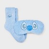 Women's Lilo & Stitch Embroidered Faux Fur 3pk Cozy Gift Set with Reusable Pouch, Cozy Socks and Eye Mask - Blue 4-10 - 2 of 4
