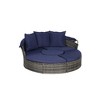 5 Pieces Outdoor Patio Rattan Round Daybed Sunbed with Retractable Canopy and Removable Cushions - 4 of 4