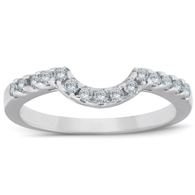 Pompeii3 .25CT Curved Diamond Notched Wedding Ring Enhancer 10K White Gold