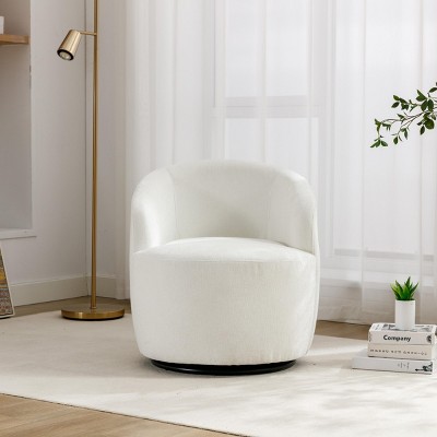 360° Swivel Barrel Accent Chair, Upholstered Lounge Club Armchair for Living Room or Bedroom – Maison Boucle