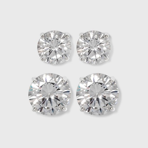 Clear and Diamond Stud Earrings