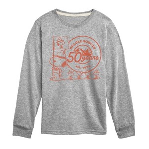 Boys' - Peanuts - Snoopy Flag Logo Long Sleeve Graphic T-Shirt - 1 of 4