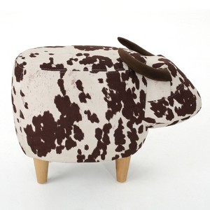 FONTOI Cow-Shaped Ottoman, Modern Upholstered Ottoman, Accent Stool for Living Room Bedroom Porch Garden Balcony, Brown&White, 25.25"*16.75"*14" - 1 of 4