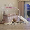 GDFStudio Stefan Contemporary Twin Size Metal Loft Bed with Slide, Curtain and Decorations - 2 of 4