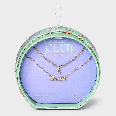 14K Gold Dipped Cubic Zirconia "Auntie" Pendant Multi-Strand Necklace - A New Day™ Gold