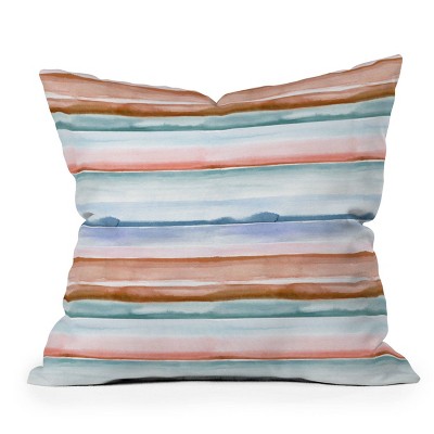 Ninola Design Relaxing Stripes Outdoor Throw Pillow Copper/Turquoise - Deny Designs