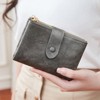 BEAFUP Small Wallets for Women,Leather RFID Blocking Bifold Double Zipper Pockets Wallet Card Case Purse with 2 ID Windows - 2 of 4